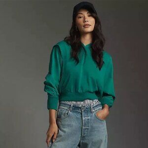 PILCRO By ANTHROPOLOGIE Fabric Mix Hoodie Sweatshirt Oversized Size Small